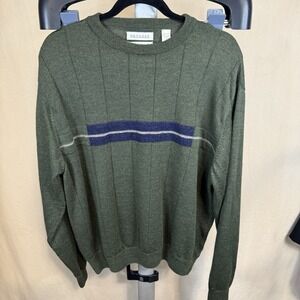 Methode Men's Green Large Merino Wool Crew Neck Sweater